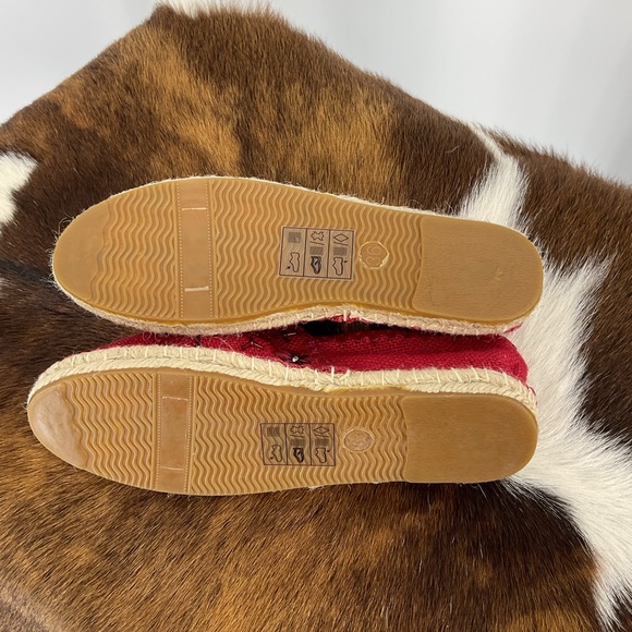 Antik Batik for Johnny Was Tori Espadrille in Red Jute Embroidered Sequins SZ 6 - Picture 3 of 6